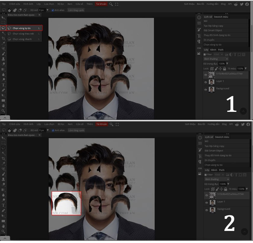 create a selection around the hair model you like