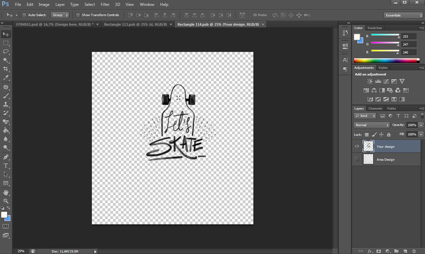 continue designing t-shirts in Photoshop in this area