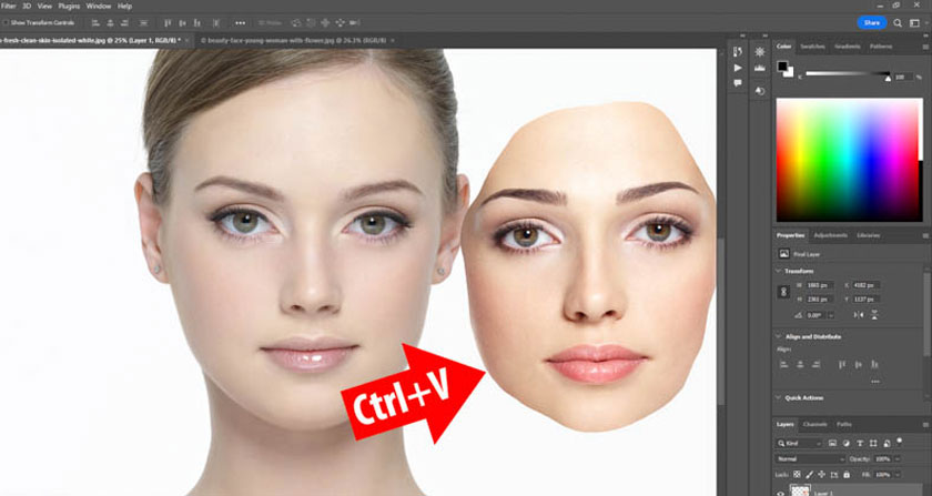 select Paste to paste the copied face in the previous section