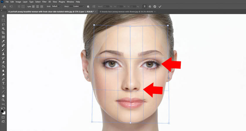 click on the anchor points to adjust the two faces to be matched together