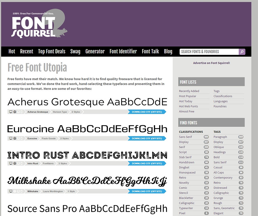 Fontsquirrel is a website providing free