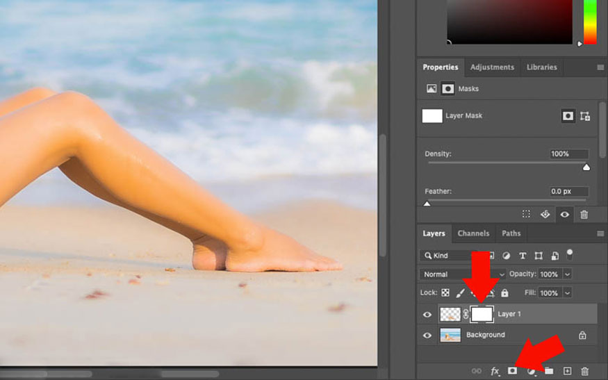 create a Layer Mask to correct the blurred area
