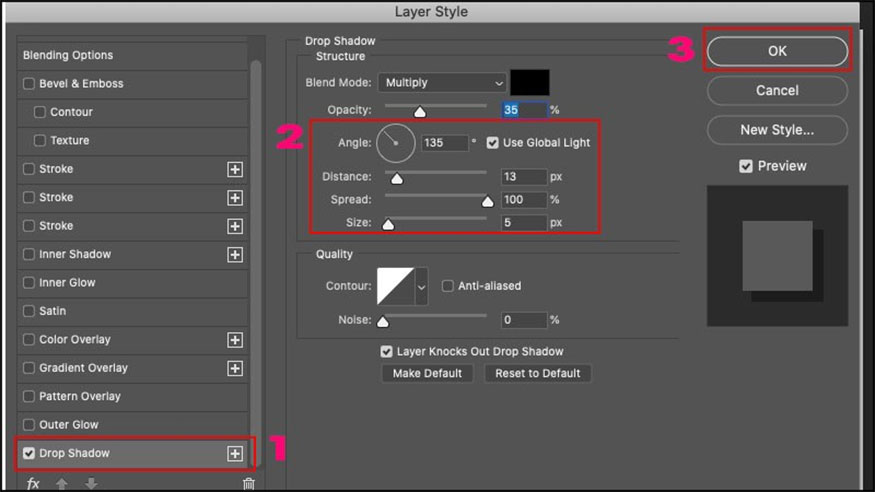 Select Drop Shadow