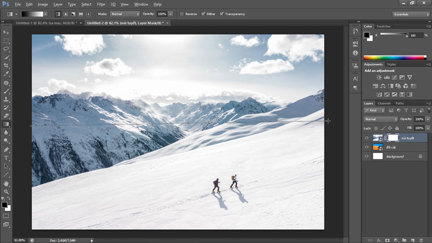 Select Gradient on the toolbar