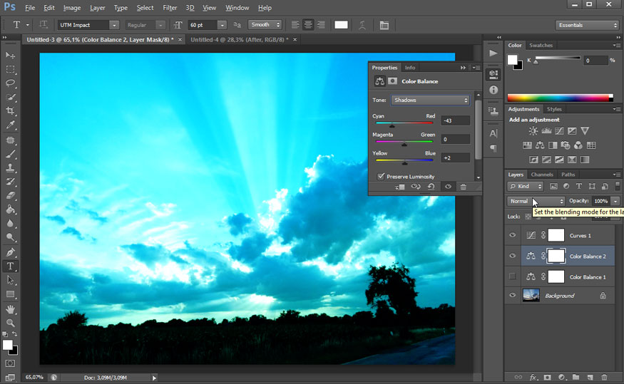 to adjusting the sunset color in Photoshop
