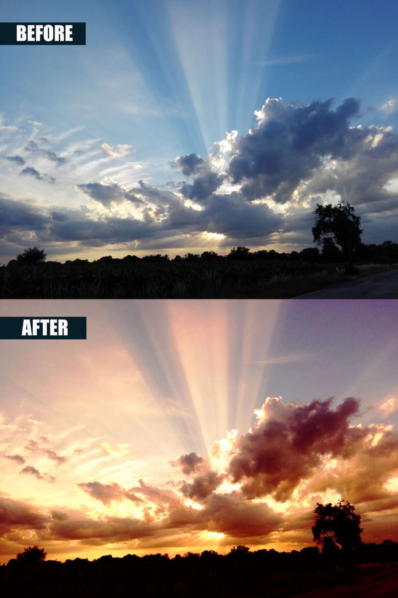 we have completed the sunset color correction steps in Photoshop