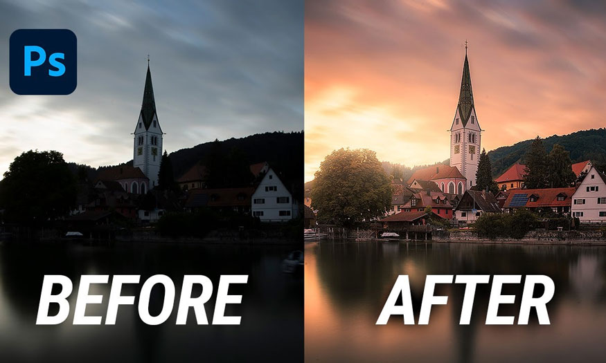 adjust sunset color in Photoshop