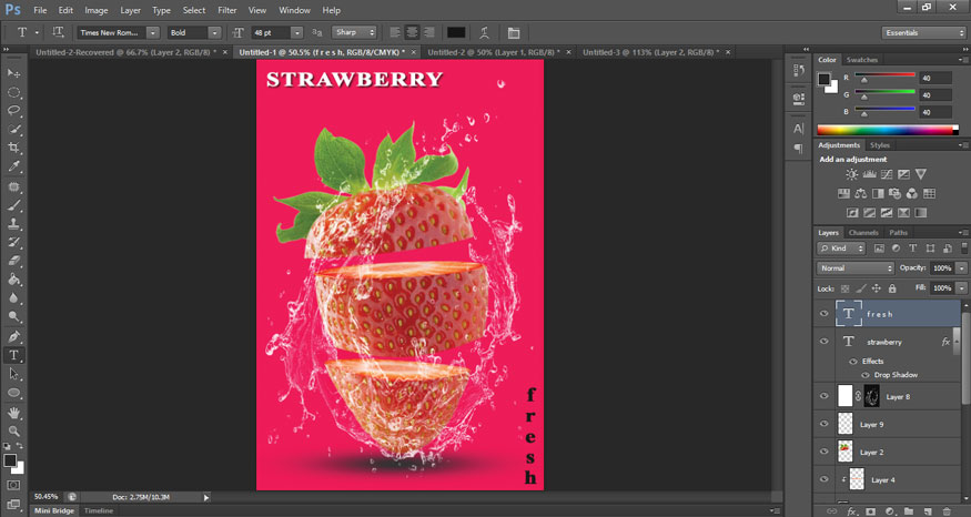 So you have finished creating the fruit slice effect in Photoshop