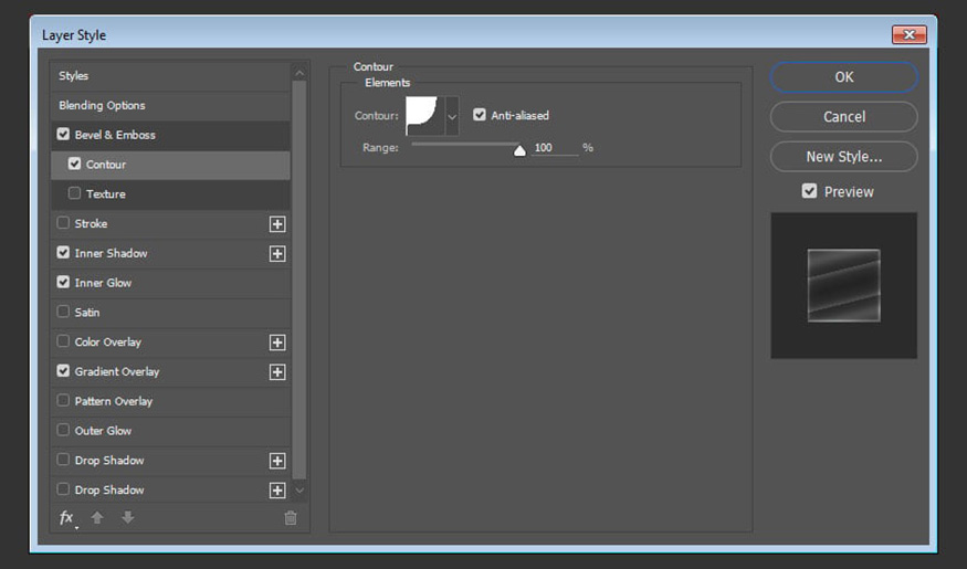 Select Contour in the Layer Style window