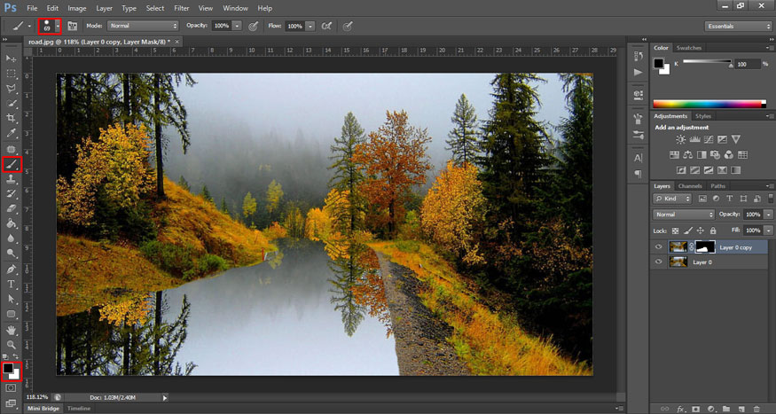 Set the Foreground color to black