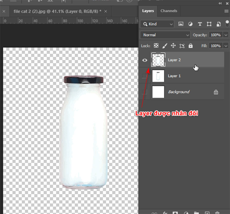 pressing Ctrl + J to duplicate the glass bottle object.