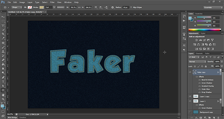 Now you have a very 3D fabric text effect in Photoshop as shown.