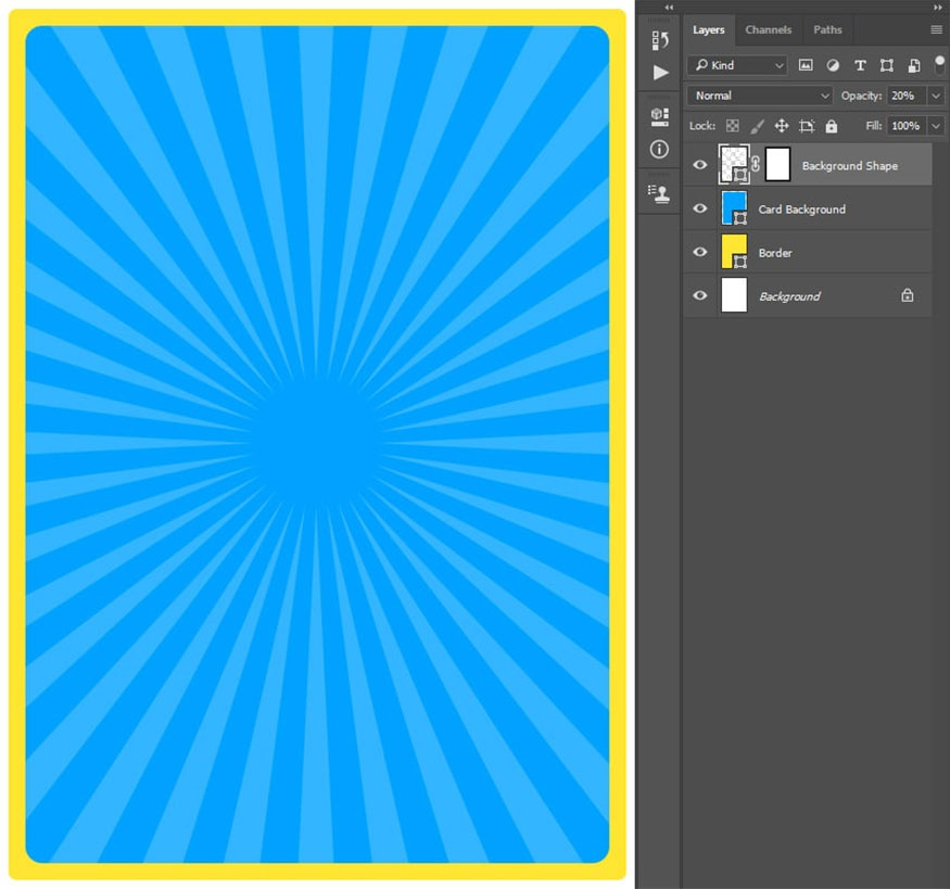 Change the Opacity of this layer to 20% and name it as “Background Shape”