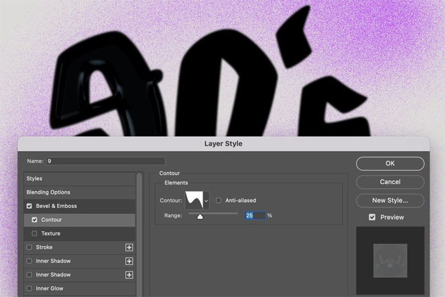 Check Contour in the Layer Styles toolbar