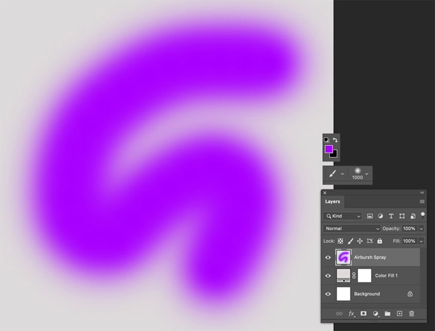 Create a new layer above the Color Fill layer and name it “Airbrush Spray”.