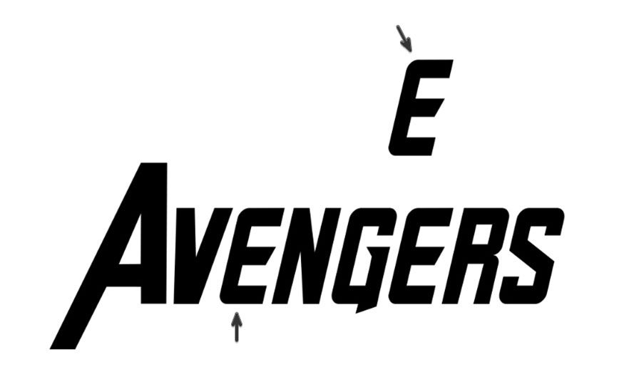 copy layer E and replace another layer E in the Avengers text