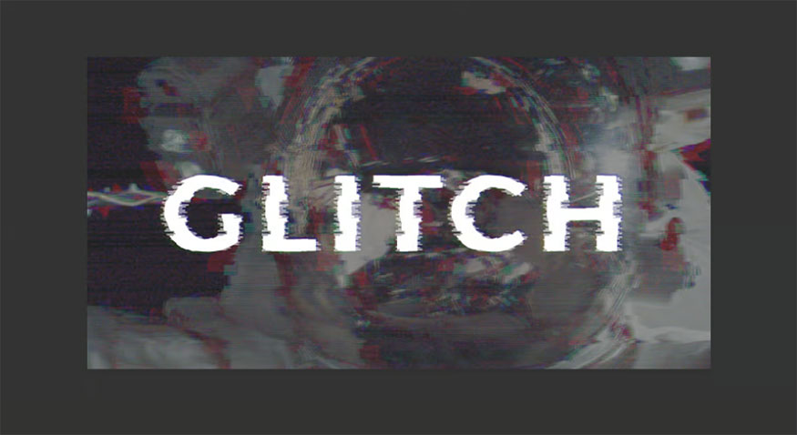 copy and paste your glitch background image behind the Glitch text effect in Photoshop
