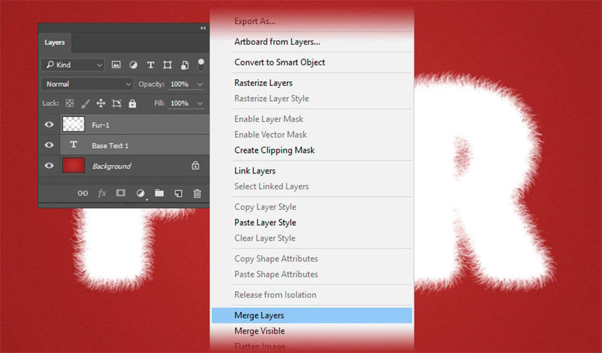 right-click Fur-1 to select Merge Layers