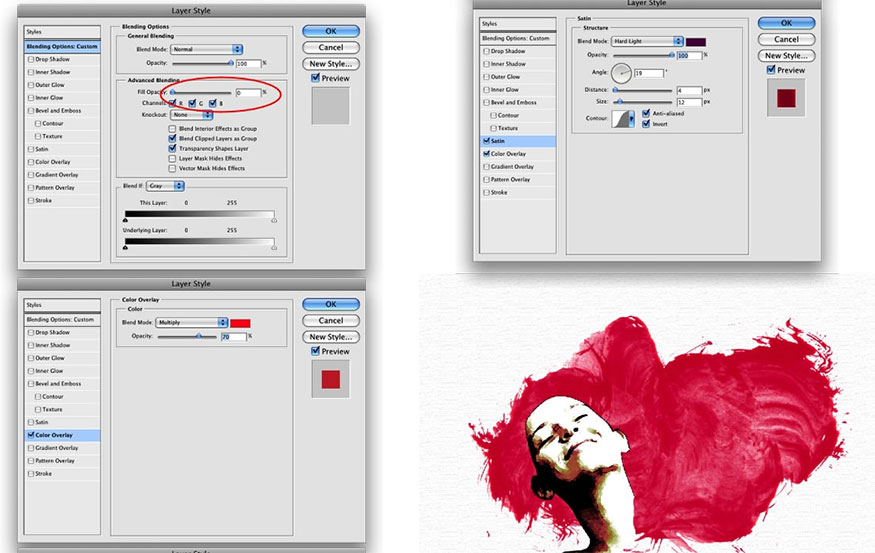 change the value of Fill Opacity to 0 and click on the Color Overlay option