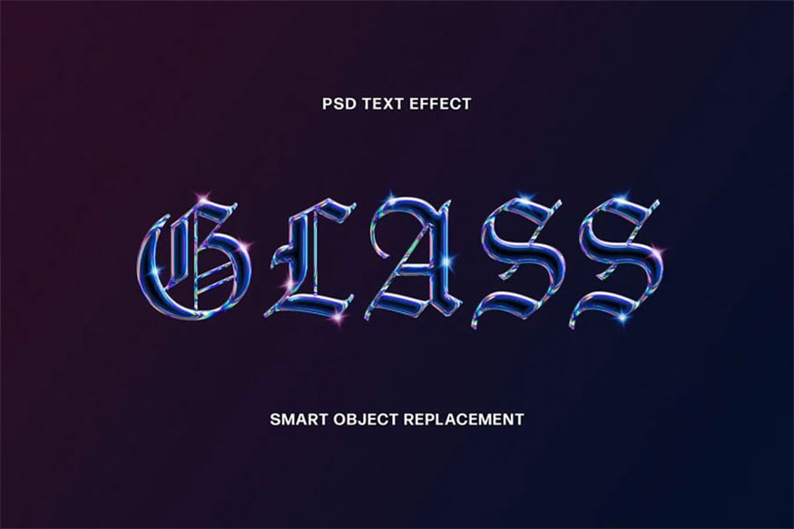 Holographic glass text effect