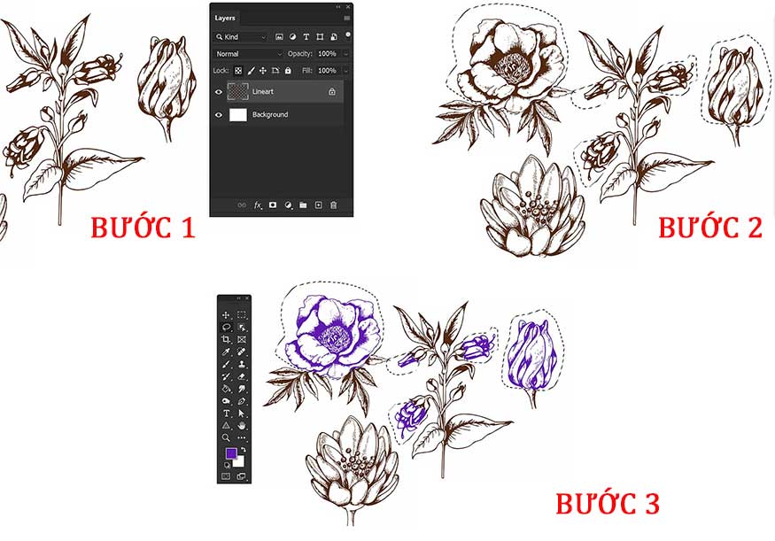 The steps to change Line-Art color in Photoshop