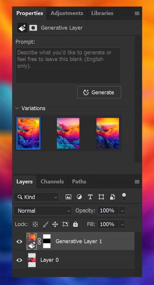 Generative Layers save all created image variations until Rasterized