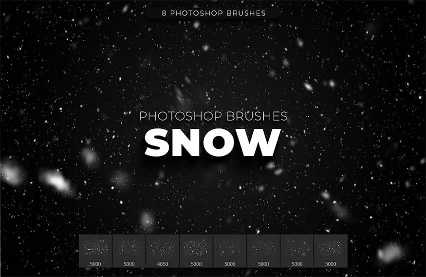 Eight Snow Brush Templates in Photoshop 