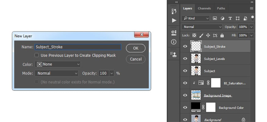  Layer to create new layers and name them “Subject Stroke”.