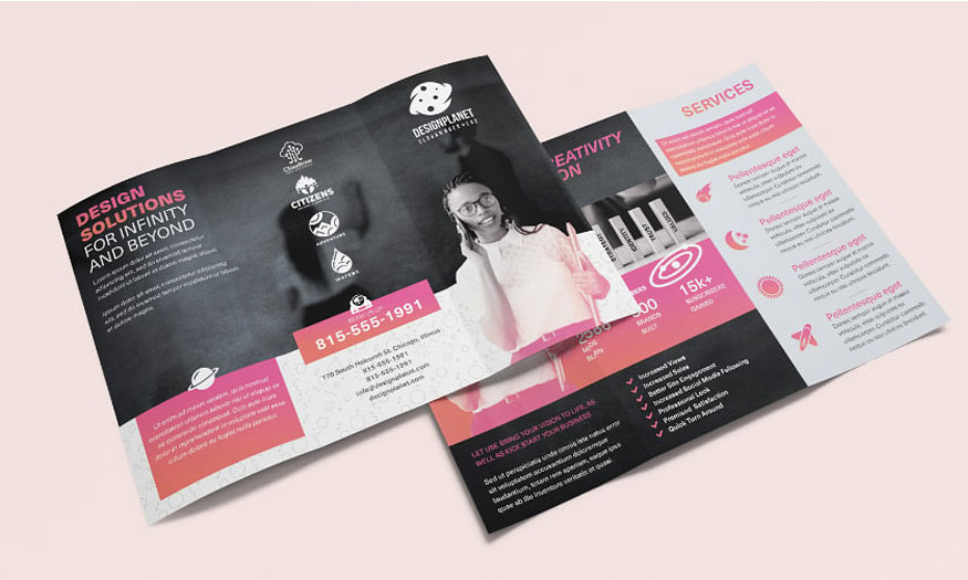 Develop a trifold brochure template in Photoshop with SaDesign