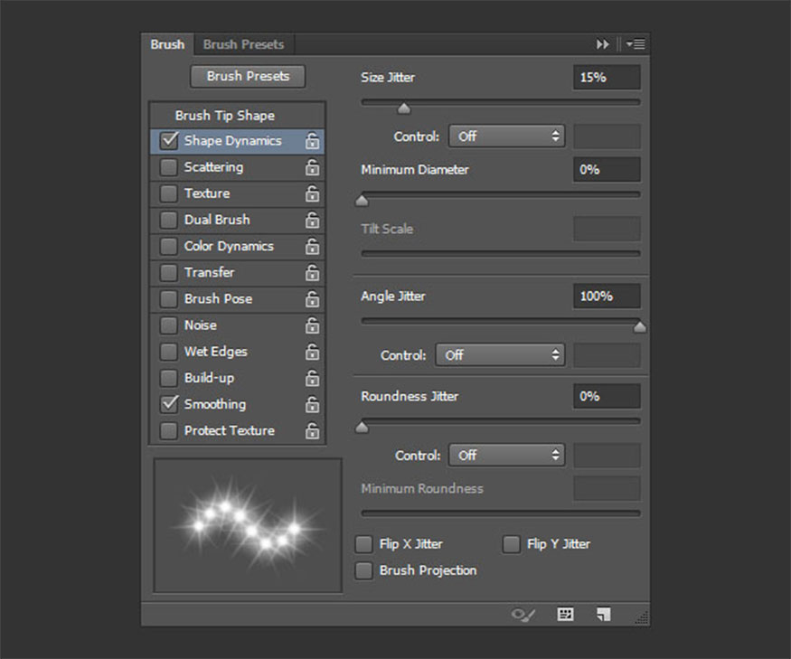 change the settings under the Shape Dynamics tab: