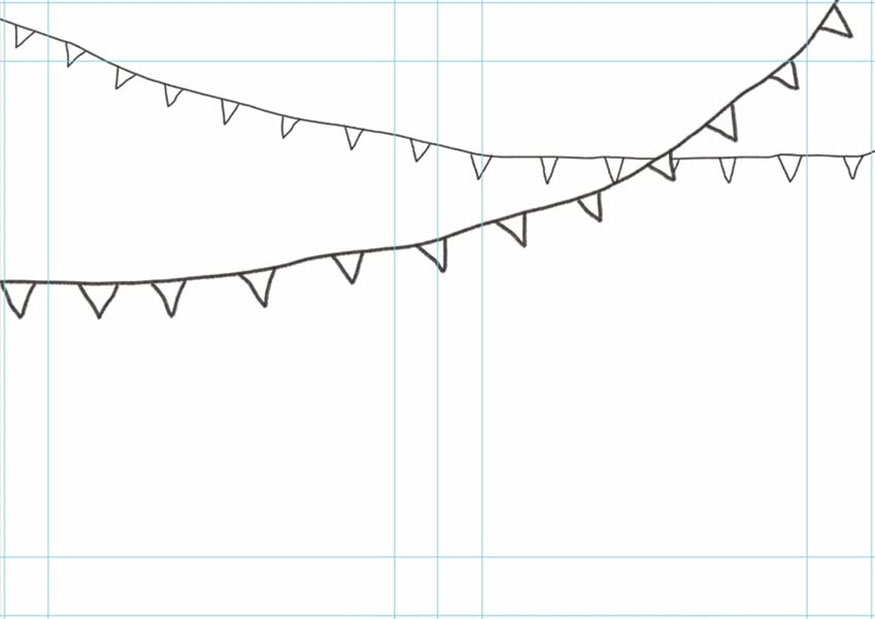 Create a new Layer and name it "Bunting Big Outline"