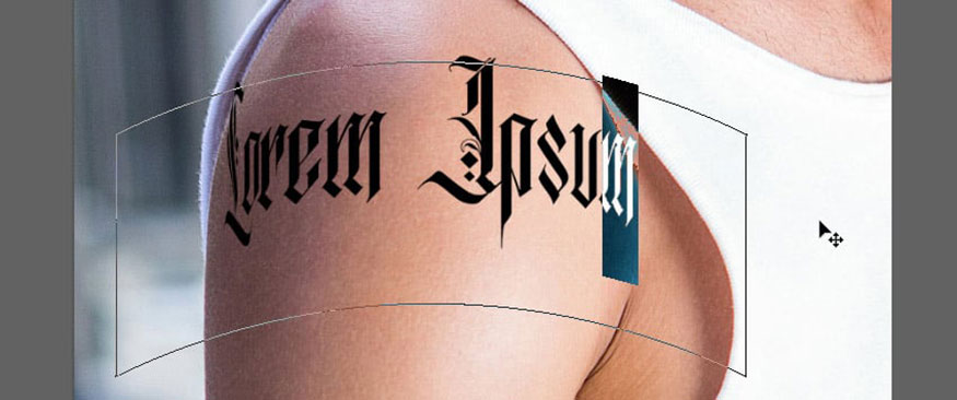 Adjust the other side of the tattoo text in the same way