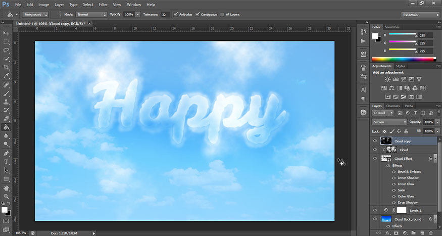 we have basically created a cloud effect in Photoshop.