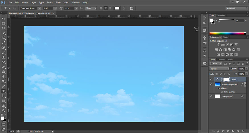 we will obtain a cloud background as shown.