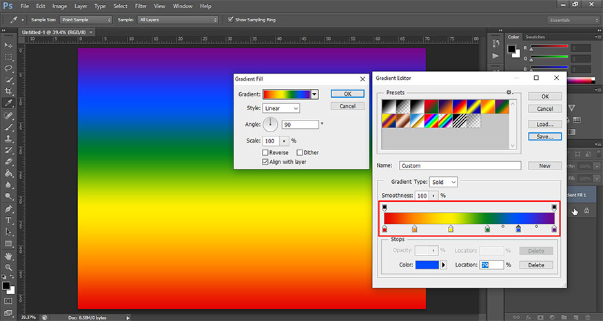 Click New to save your Gradient as a Photoshop preset.