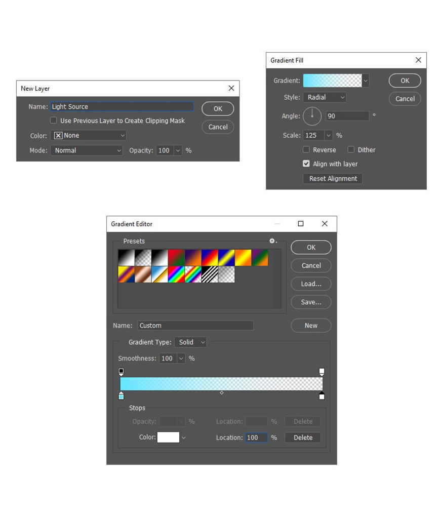 Gradient Fill to create a new gradient fill layer.