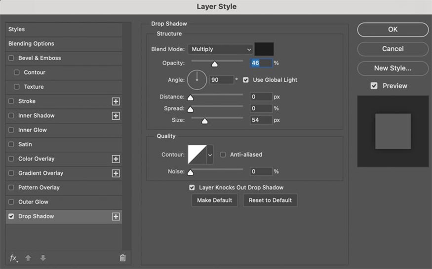Apply Drop Shadow Layer Style