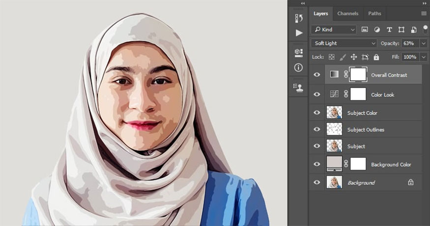 Change this layer's Blending Mode to Soft Light