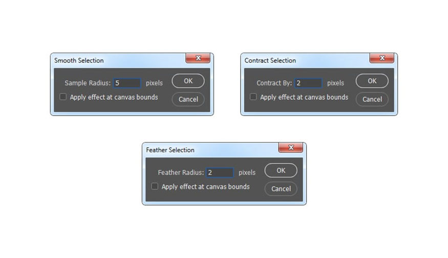 Go to Select => Modify => Smooth and set Sample Radius to 5px.