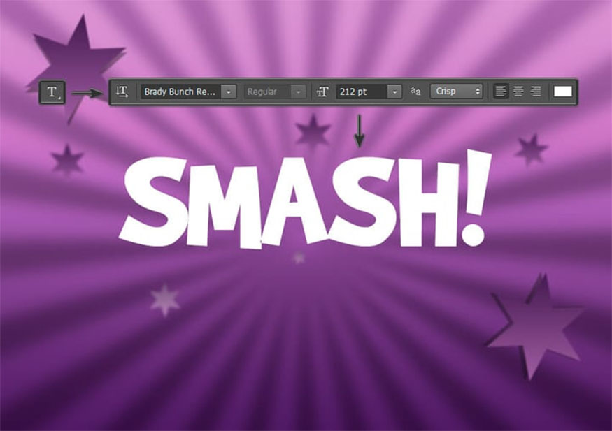 Select the Type Tool then select the animated text font Brady Bunch Remastered