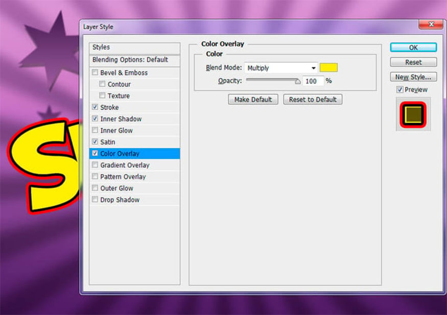 Add Color Overlay with the settings below: 