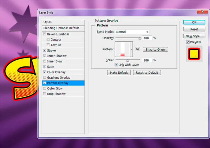 Add a Pattern layer with the settings below: 