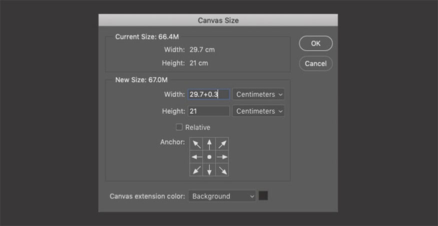 go to Image => Canvas Size