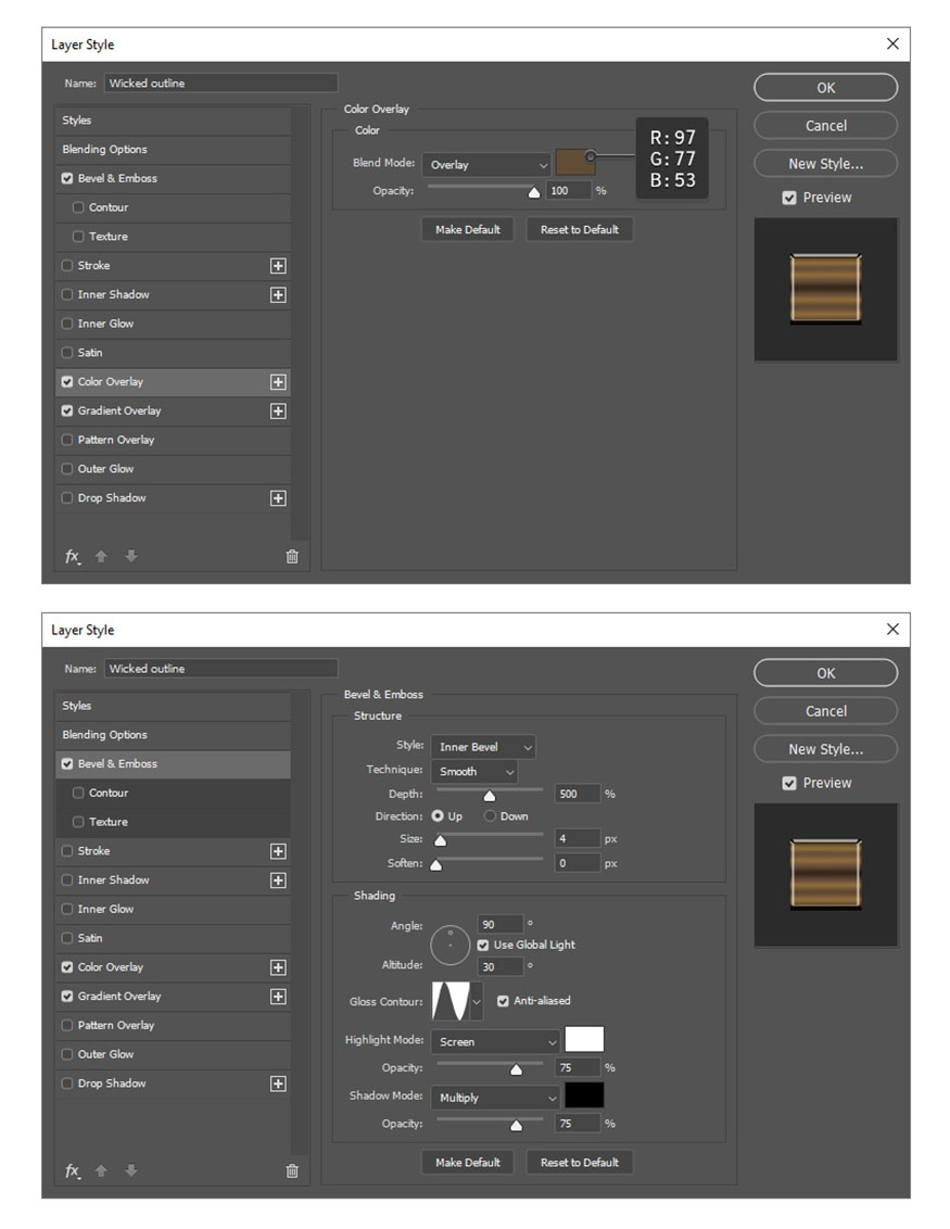 This is the Gradient Overlay settings