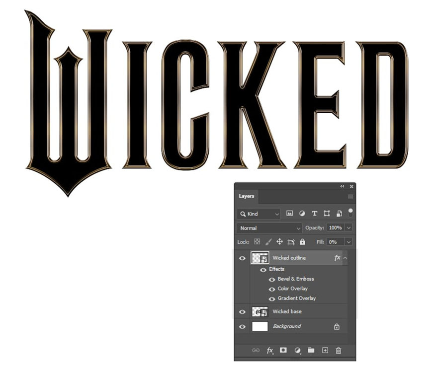 Duplicate the Wicked base layer and name it “Wickedline”