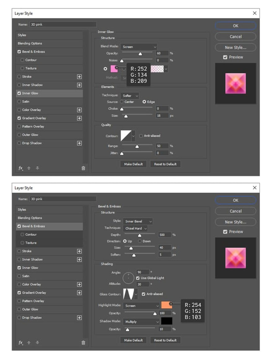 Change Gradient Overlay settings: