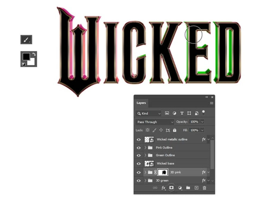 open the Layer Style window for the Wicked base copy 2 layer