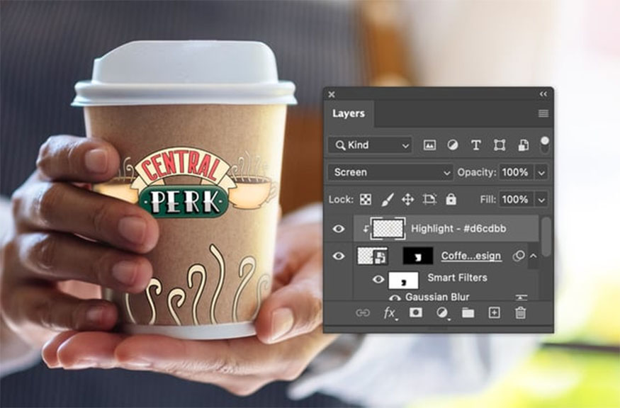 Create a new layer above the Coffee Logo Design layer