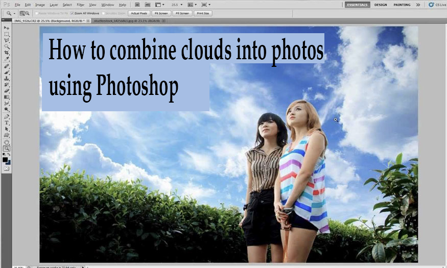 How to combine clouds into photos using Photoshop