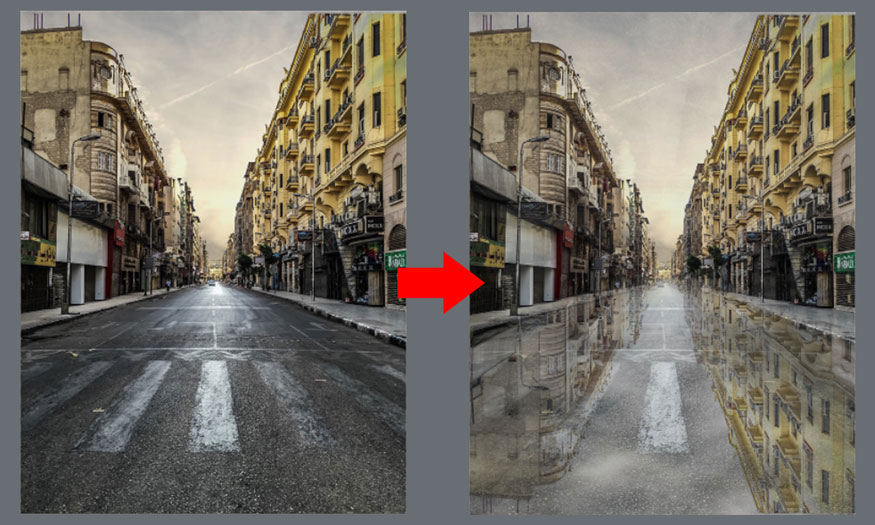 Instructions for creating a road surface effect after a storm with Photoshop are extremely simple